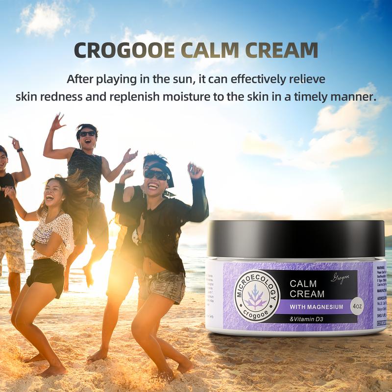 Crogooe Calming Cream with Magnesiumand Vitamin D3 -OrganicMoisturizing BodyCare ComfortLotion, Relaxing and SoothingCosmetic Skin Repair moisturizer