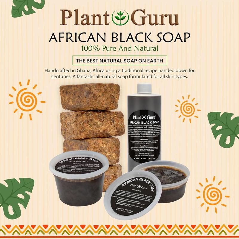 3pcs Premium Handmade African Black Soap - All Skin Types, Gentle Exfoliation, Pigmentation, Acne, Unscented, Natural Soap with Shea Butter, Body Care, Facial Cleanser, Skin Care Body Wash, Deep Cleansing