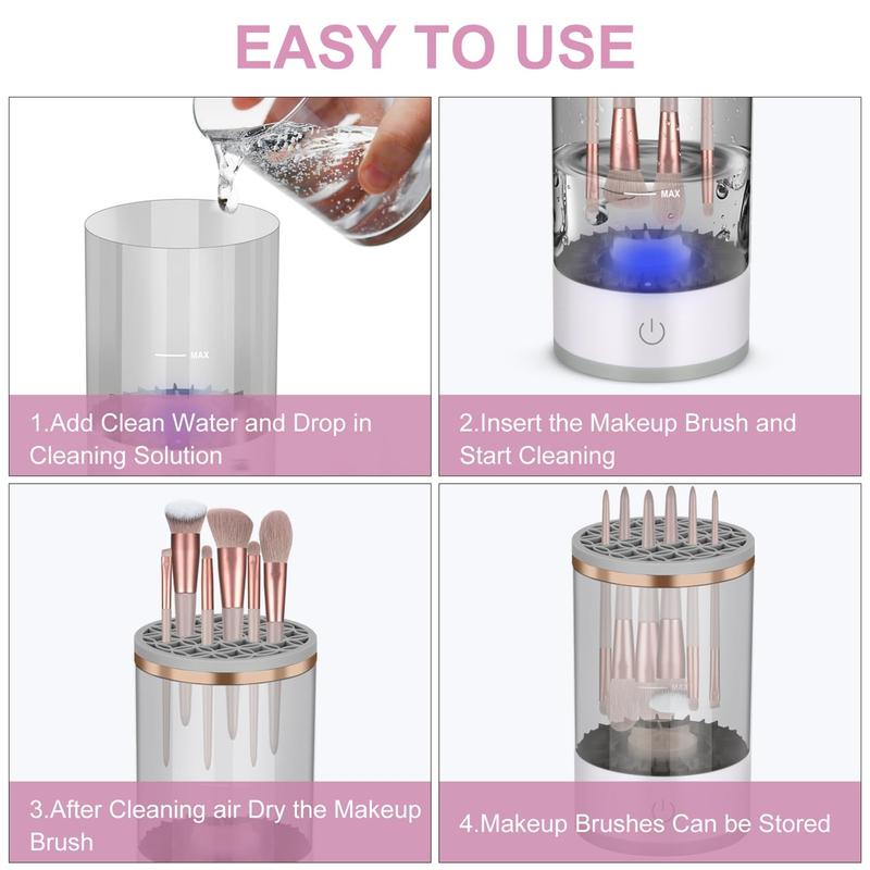 Brush Blender Pro - 3-in-1 Electric Makeup Brush Cleaner & Holder – UV Sterilization, Sonic Vibration, Quick Drying Tool for All Brush Sizes Cosmetic