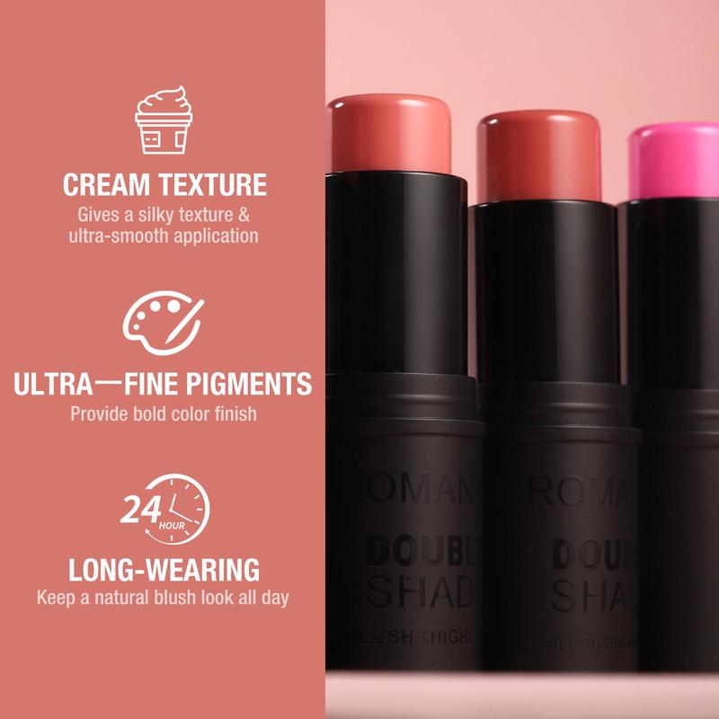 2 in 1 Matte & Luminous Core Solid Blush, Long Lasting Natural Brightening Blush Stick, Multifunctional Matte Blush Cream