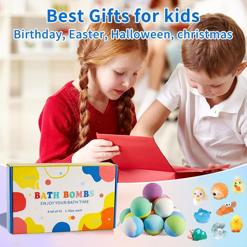 Bath Salt Ball, 15pcs box Bath Bombs for Kids, Bathing Soap Ball, Soaking Body Wash & Soap for Home & Travel, Christmas Gift