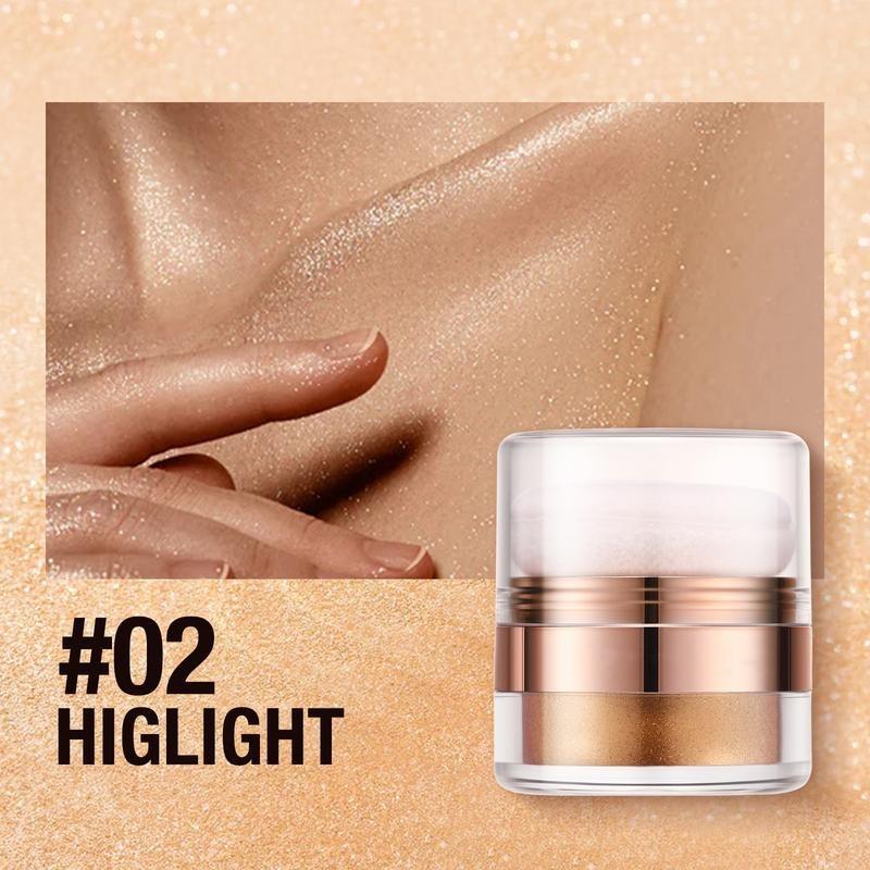 Instant Retouch Body Highlight Powder, Shimmer Bronzer Makeup Cosmetic, Diamond Fairy Dust Glitter Highlighter Powder,  Waterproof High Gloss Glitter Body Bronzer Face Contour Illuminator Makeup, highlighter blush palette, Gift Brush Radiant