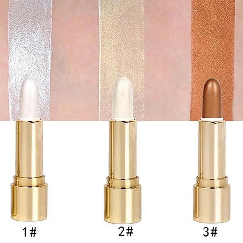 3 Colors 3D Face Brighten Highlighter Bar Cosmetic Face Contour Bronzer Shimmer Highlighter Stick Concealer Cream Makeup tool Radiance