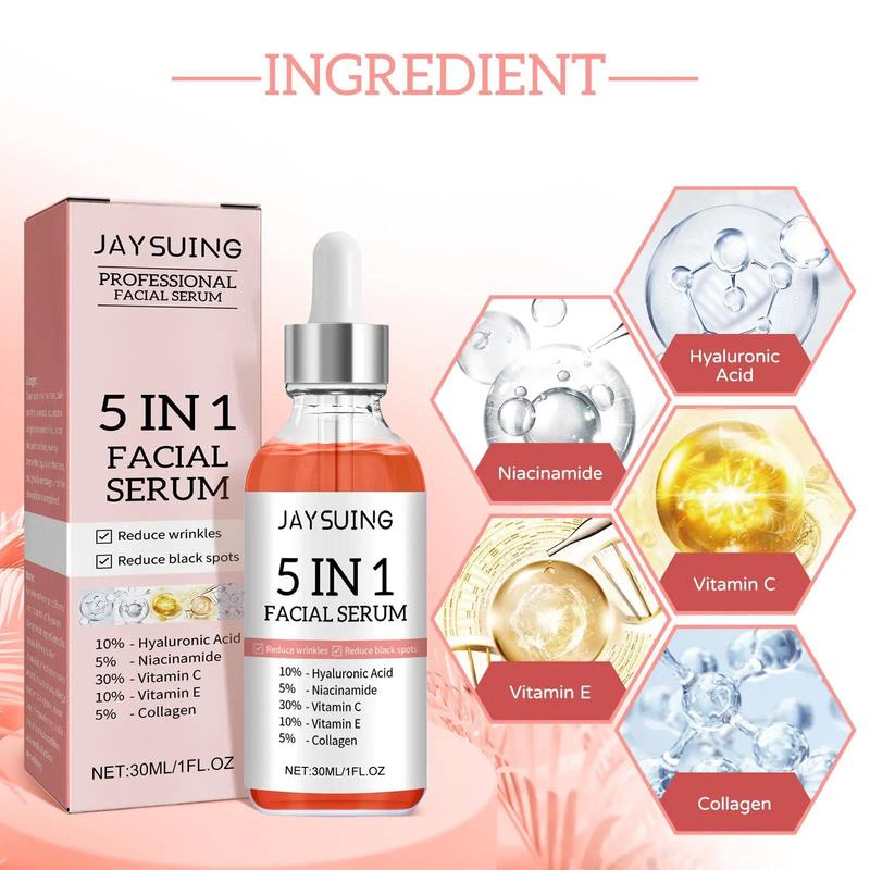 5 in 1 Hyaluronic Acid Face Serum for Women, Moisturizing Facial Care Essence for Firming Skin, Comfort Hydrating Facial Skin Care Moisturizer for Daily Use