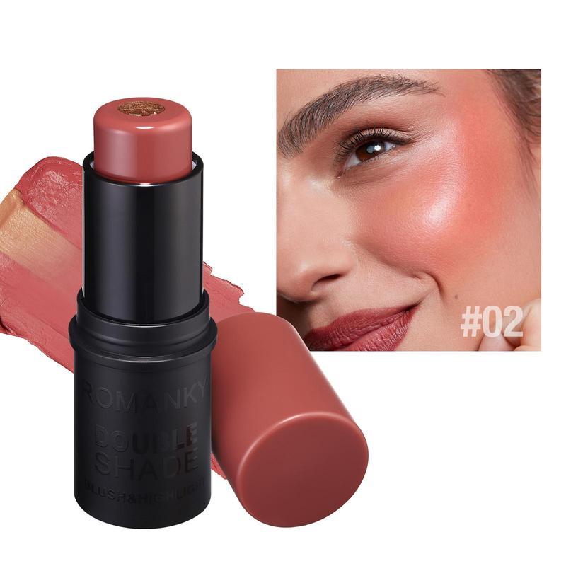 2 in 1 Matte & Luminous Core Solid Blush, Long Lasting Natural Brightening Blush Stick, Multifunctional Matte Blush Cream