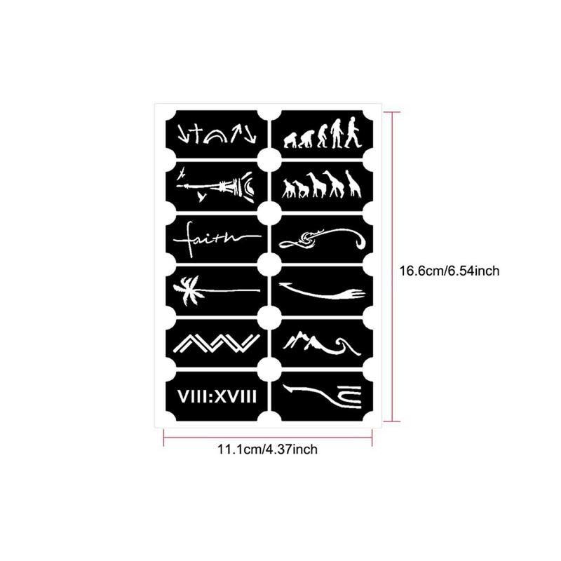 Mixed Style Letter & Animal Pattern Temporary Tattoo Stencils, 9 Counts set Face Paint Glitter Stencil, Body Art Stencil Pack