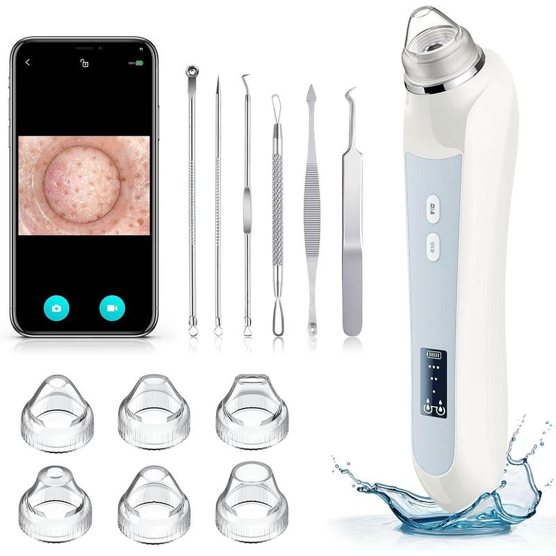 Blackhead Remover Vacuum with Camera, USB Pore Cleaner for Men & Women, 3 Modes & 6 Suction Heads for Deep Cleaning (Light Pink)