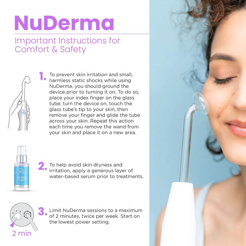 NuDerma Professional High Frequency Wand by Pure Daily Care with Argon & Neon Applicators Anti-Aging and Anti-Acne