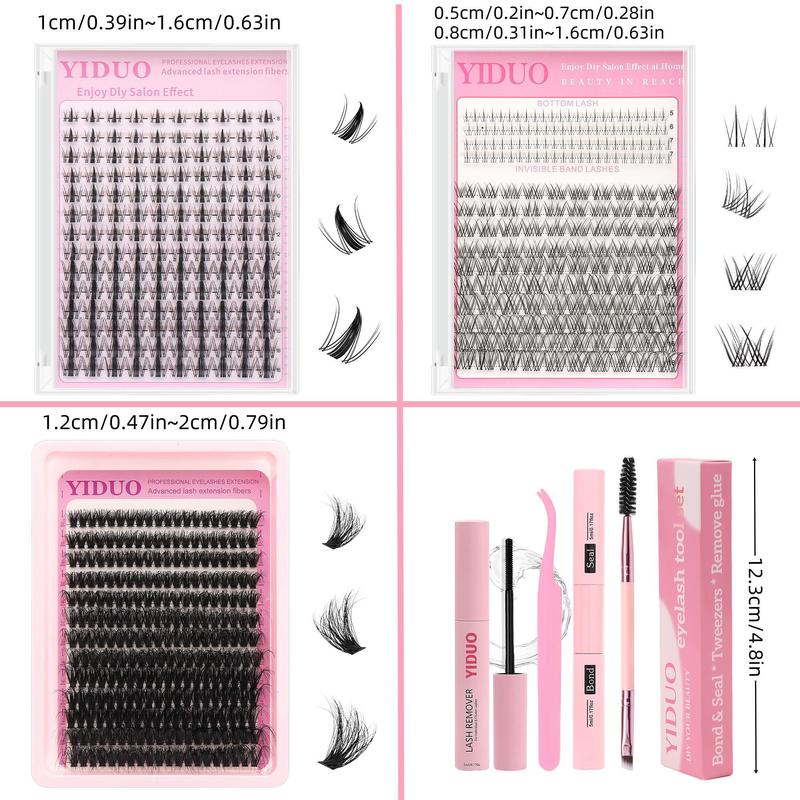 Mixed Length Individual False Eyelashes with Eyelash Glue & Tweezers & Brush & Remover, 1 Box Natural Look Eyelash Extensions