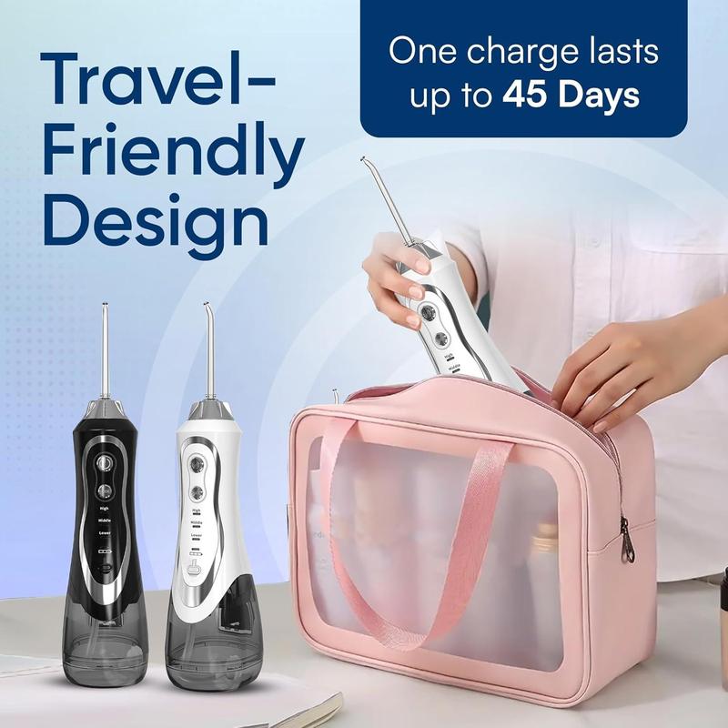 Portable Water Flosser, Type-C Rechargeable, 3 Modes, 4 Cleaning Heads, Cordless Travel-Friendly Design, Oral Waterproof USB Rechargeable