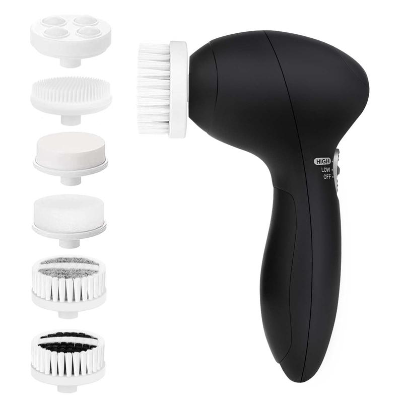 Facial Cleansing Brush Face Scrubber: Electric Face Spin Cleanser Brushes with 6 Brush Heads for Deep Cleansing, Gentle Exfoliating, Removing Blackhead, Massaging