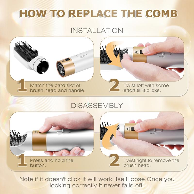 5 in 1 Hair dryer Hot Air Brush Styling Tool Summer Powerful Soft hair care -Curling iron set Hair dryer system with hair measure Hair dryer brush, smoothing brush, curling brush - Hair curler Shaper - Intelligent thermal control, detachable multi shaper