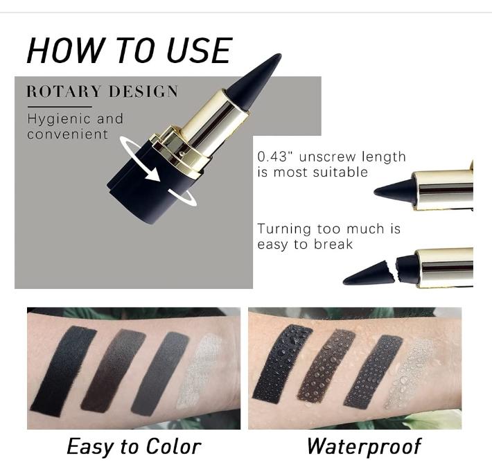 evpct 2Pcs Black Dark Brown Gel Eyeliner Pencil Eye Black Face Paint Sticks Makeup Set Waterproof Matte Cream Crayon Eyeliner Pencil Pen Set Cat Eye Liners Lipstick delineador de ojos contra el agua