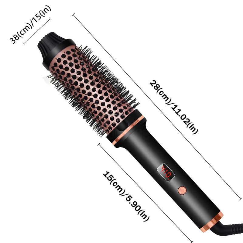 1.5 in Thermal Brush, 10 Temps LCD Display Up to 410°F Curling Brush Curling Iron Heated Curling Brush, Double PTC Ceramic Tourmaline Ionic Volumizing Brush, 110-240V Travel Curling Iron Curling Comb