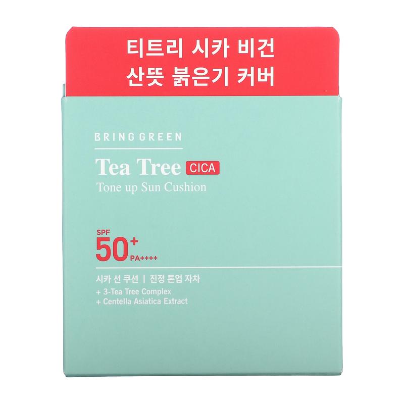 Bringgreen Tea Tree CICA Tone Up Sun Cushion, SPF 50+ PA++++, 0.52 oz (15 g)