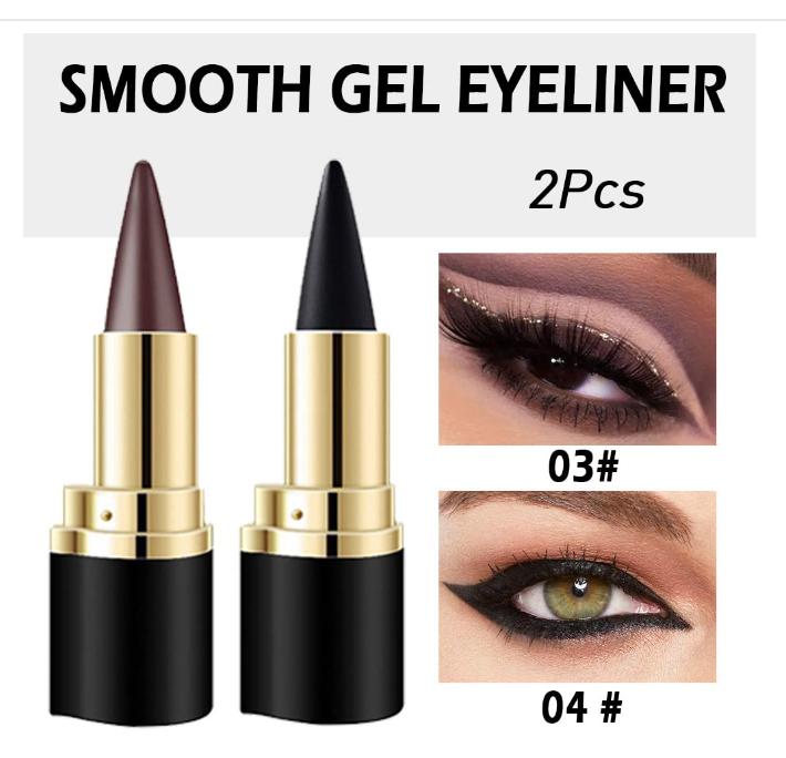 evpct 2Pcs Black Dark Brown Gel Eyeliner Pencil Eye Black Face Paint Sticks Makeup Set Waterproof Matte Cream Crayon Eyeliner Pencil Pen Set Cat Eye Liners Lipstick delineador de ojos contra el agua