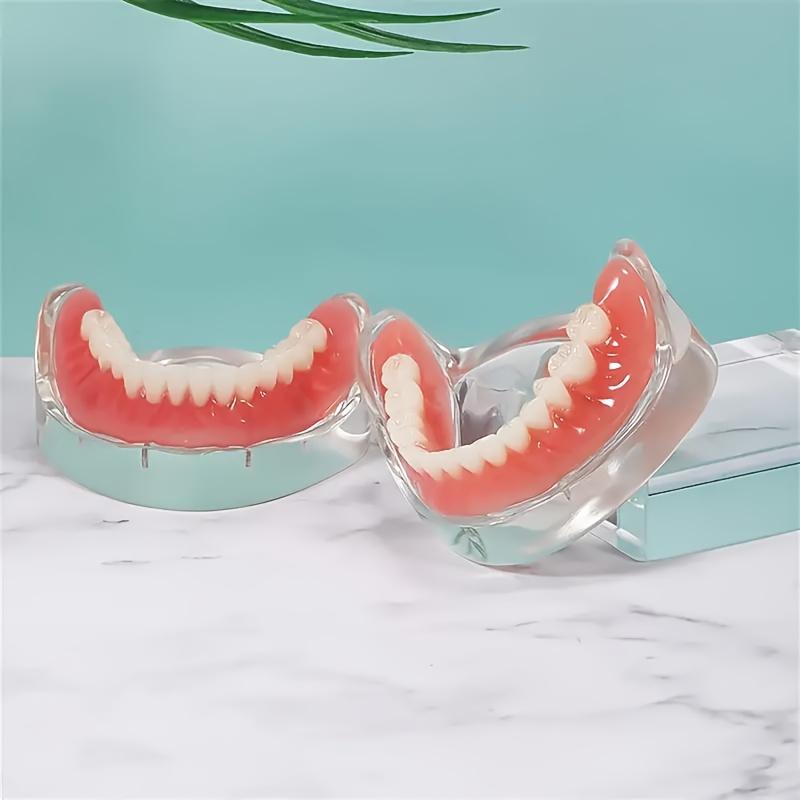 Comfortable Fit Adjustable Dentures Suit-2 Piece Set, Upper and Lower Teeth, Perfect White Veneer to Create a Professional Smile