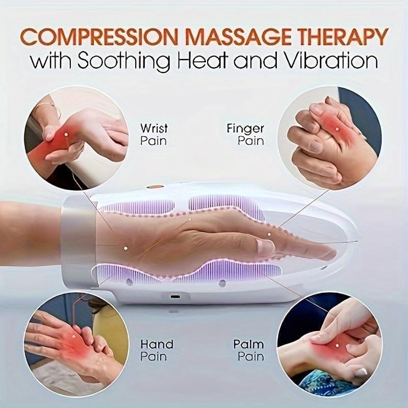 Hand Massager with Heat and Compression, Shiatsu Massage for Arthritis and Carpal Tunnel Relief, White Gray