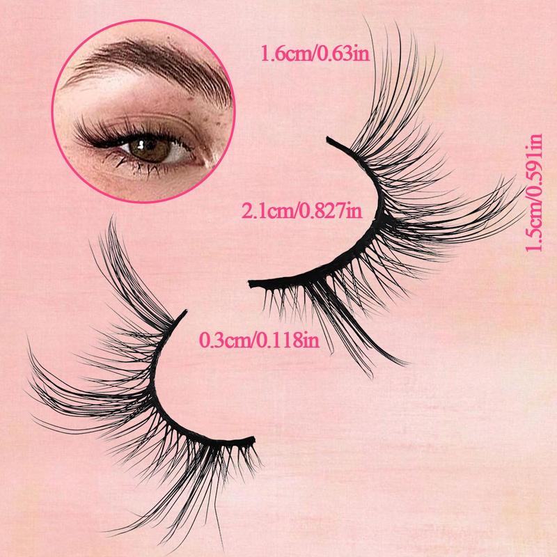 Half Eye False Eyelashes Set for Summer Gift, 7 Pairs Natural Look Fluffy Curly Thick Faux Eyelashes, Portable Makeup Tool for Women, Christmas Gift