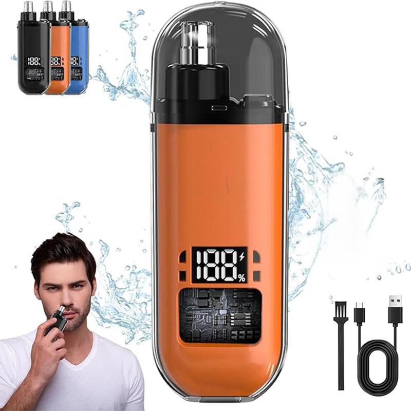 Nose Hair Trimmer for Men,Painless Eyebrow Facial Hair Shaver, Rechargeable,  LED Display, Waterproof Dual Edge Blades, Portable,Easy Cleaning Comfort