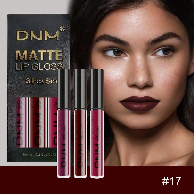 evpct DNM 3Pcs Dark Red Purple Plum Matte Liquid Lipstick Lip Stain Sets for Women Matte+Lipstick Dark Maroon Long Lasting Permanent Lipstick 24 hr Hours Magic Lipstick 24 Hours original Waterproof Lipgloss Makeup Gentle Luxury Cosmetic Lip Care Glossy