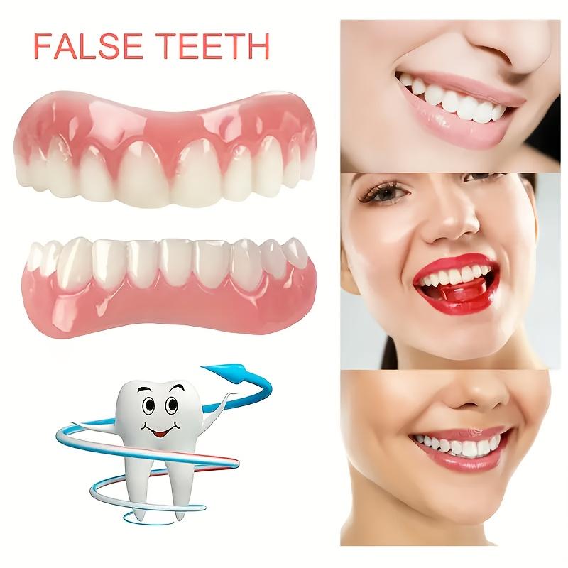 Comfortable Fit Adjustable Dentures Suit-2 Piece Set, Upper and Lower Teeth, Perfect White Veneer to Create a Professional Smile