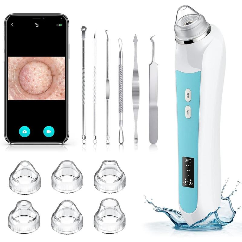 Blackhead Remover Vacuum with Camera, USB Pore Cleaner for Men & Women, 3 Modes & 6 Suction Heads for Deep Cleaning (Light Pink)