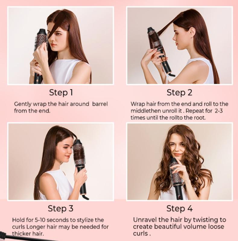 1.5 in Thermal Brush, 10 Temps LCD Display Up to 410°F Curling Brush Curling Iron Heated Curling Brush, Double PTC Ceramic Tourmaline Ionic Volumizing Brush, 110-240V Travel Curling Iron Curling Comb