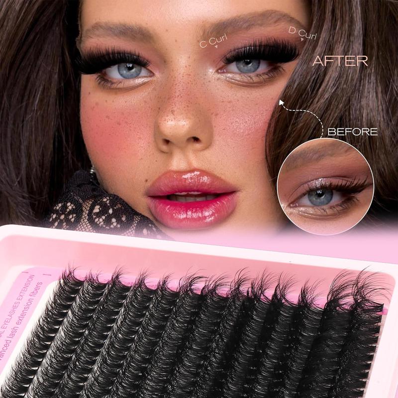 Mixed Length Individual False Eyelashes with Eyelash Glue & Tweezers & Brush & Remover, 1 Box Natural Look Eyelash Extensions