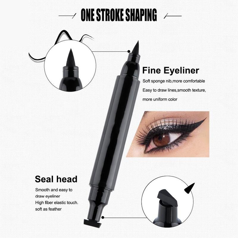 Waterproof 2 in 1 Double-ended Eyeliner, Professional Long Lasting Fine Tip Quick Drying Eyeliner Pen with Comfortable Grip for Women Daily Eye Makeup