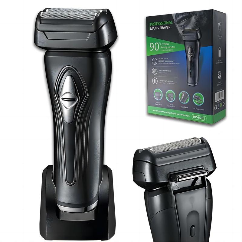 Electric Razor, 1 Box 2 Blades Travel Shaver, Dual-speeds Waterproof Professional Foil Shaver, Cordless Shaving Machine with Pop-up Beard Trimmer