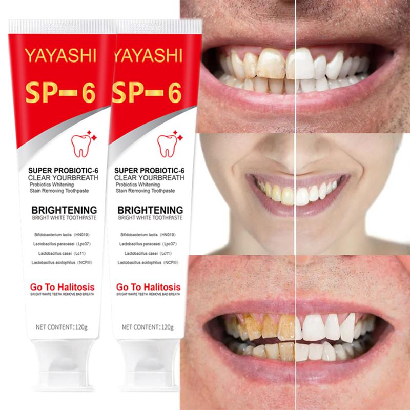 YAYASHI SP-6 Probiotics Whitening Toothpaste,SP-6 Toothpaste Fresh Breath Toothpaste,Promotes Healthy Teeth and Gums,Prevents Tartar,Whitens Teeth pasta dental oral health natural oral healthy  toothpaste