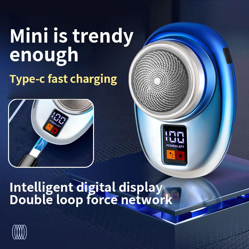 2025 New Fast Charging Digital Display Mini Shaver with Mirror, Waterproof Shaver Electric Beard Trimmer,  USB Rechargeable Powerful Storm Shaver for Men, Portable Mini Electric Razor Beard Trimmer