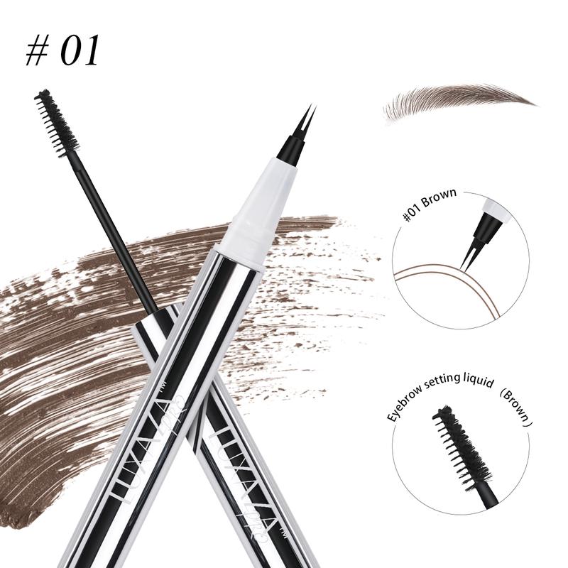 LUXAZA PRO eyebrow Pencil, Brow Pencil 2-in-1 Dual-Ended Eyebrow Pen with Micro-Fork-Tip and Precise Brush-Tip Create Natural Hair-Like Brows Makeup Cosmetic