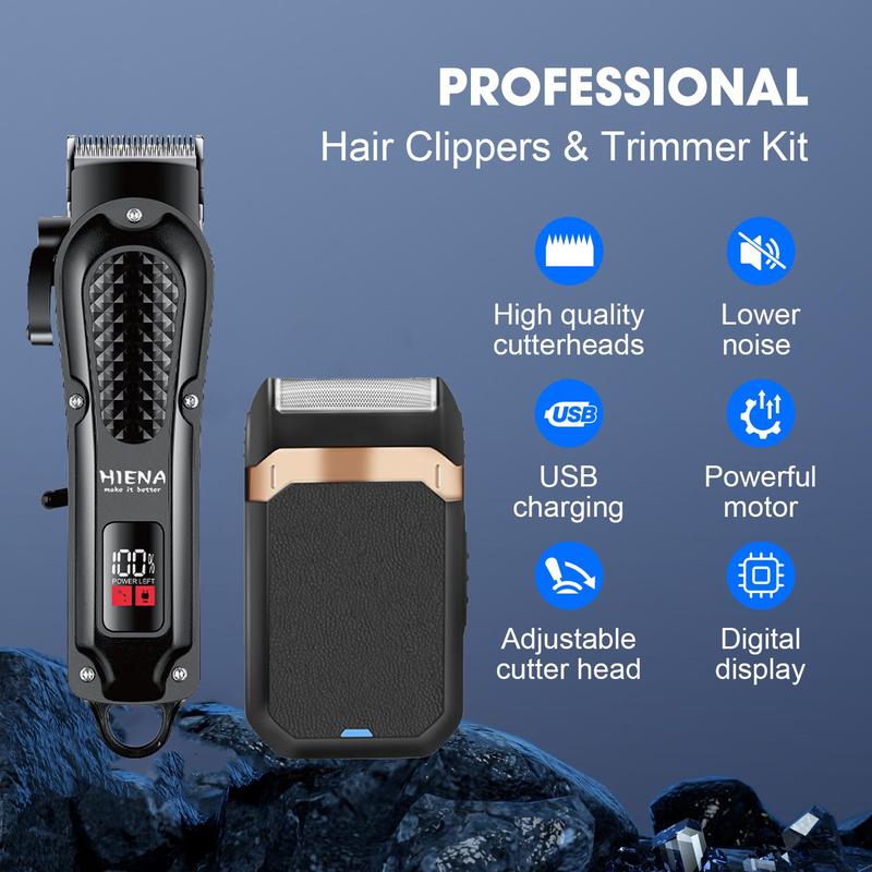 Electric Hair Clipper Set, 1 Set Professional Cordless Hair Clipper & Beard Trimmer & Accessories, USB Rechargeable Hair Trimmer Kit for Men