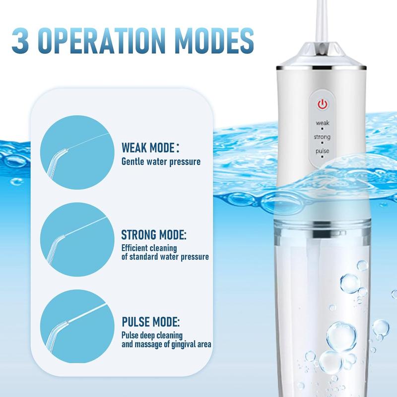 Water Flosser Cordless for Teeth 3 Modes 4 Jet Tips Cleaning and Flossing Water Dental Portable Floss Irrigator Oral Water Flossed Rechargeable Travel Adults