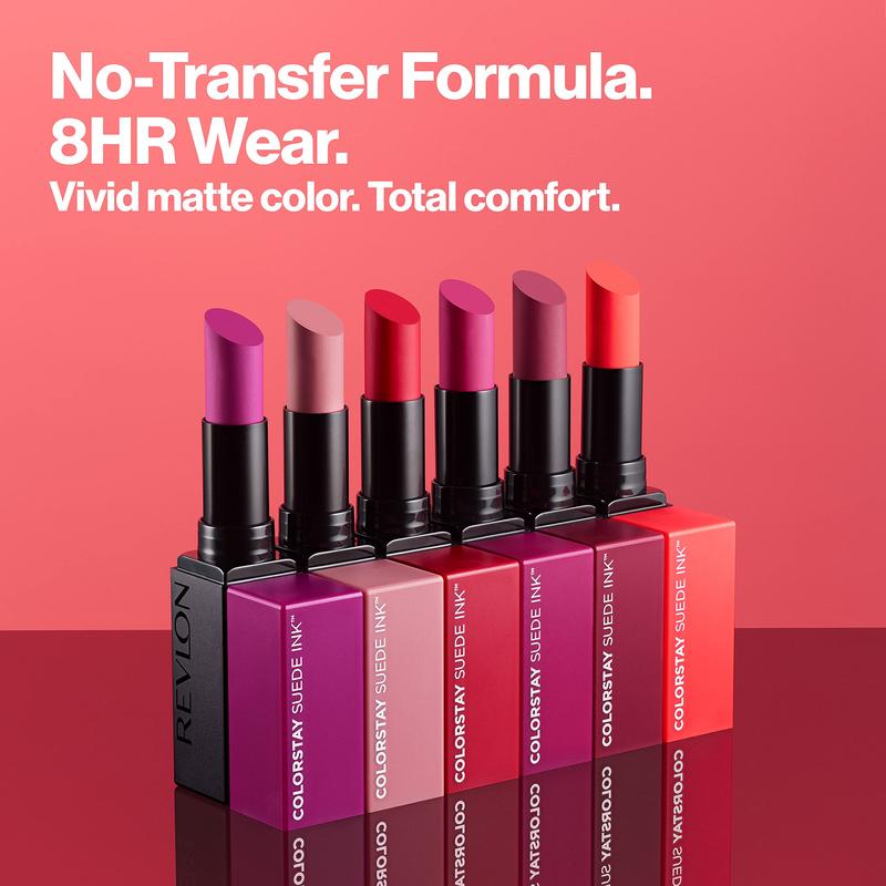 REVLON Lipstick, ColorStay Suede Ink, Built-in Primer, Infused with Vitamin E, Waterproof, Smudge-proof, Matte Color, 003 Want It All, 0.09 oz.