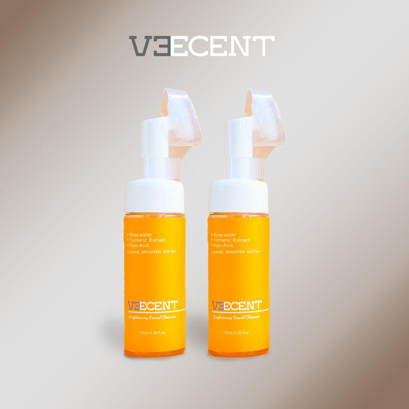 Black Friday Veecent 150ml Turmeric + Kojic Acid Foaming Facial Cleanser + Silicone Brush Cleansing Skincare