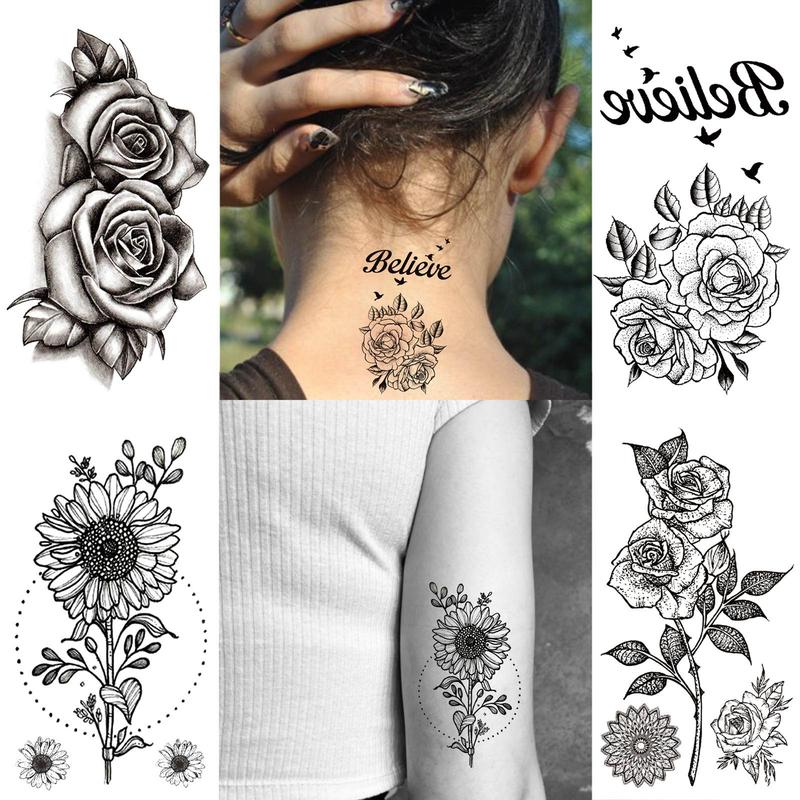 Vintage Flower Pattern Temporary Tattoo Sticker, 15 Sheets Waterproof Fake Tattoo Sticker, Body Art Makeup for Women & Girls