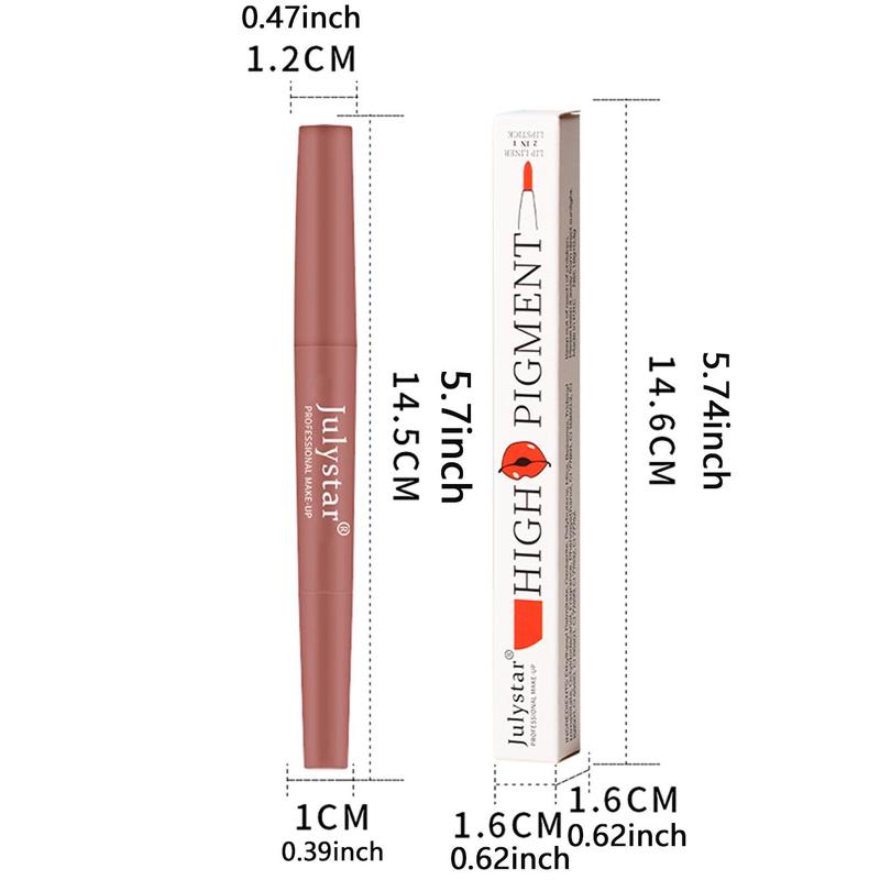 Double-ended Lipstick & Lip Liner Pen, 1 Count Waterproof Long Lasting Lipstick, Easy Coloring Lip Pen, Lip Makeup Tool