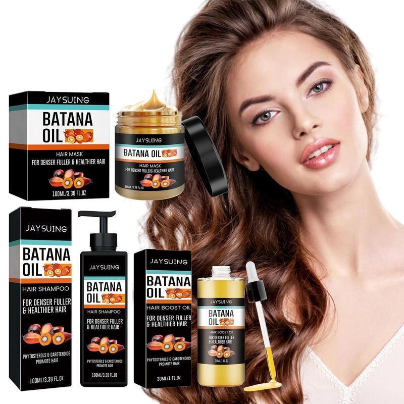 Batana Oil Shampoo & Hair Mask & Hair Oil Set, 3 Counts set Moisturizing Hair Care Set for Christmas Gift, Hair Care & Styling Products for Men and Women for All Hair Types