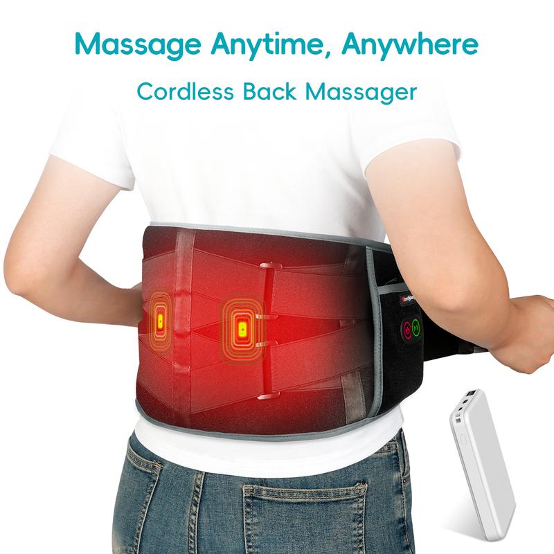 Cordless Heating Pad for Back, up to 58'' Lower Back Massager Heating Pad for Back, 3 Heating Levels 3 Vibration Massage