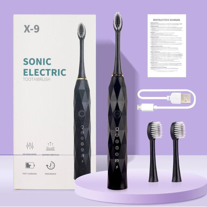 Portable Sonic Electric Toothbrush for Christmas Gift, 1 Box Rechargeable Toothbrush & Replacement Brush Heads, Intelligent Deep Cleaning Toothbrushes for Adults