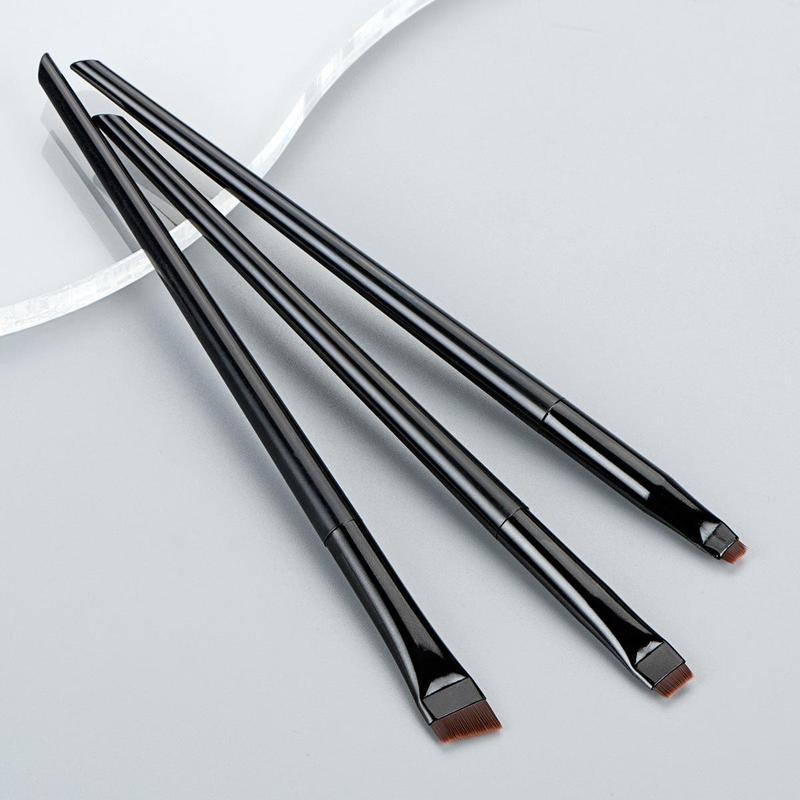 Portable Flat Fine Eyeliner Brush, 3pcs set Reusable Eyebrow Brush, Professional Eyes Makeup Brushes for Women & Girls & Beginners, Christmas Gift