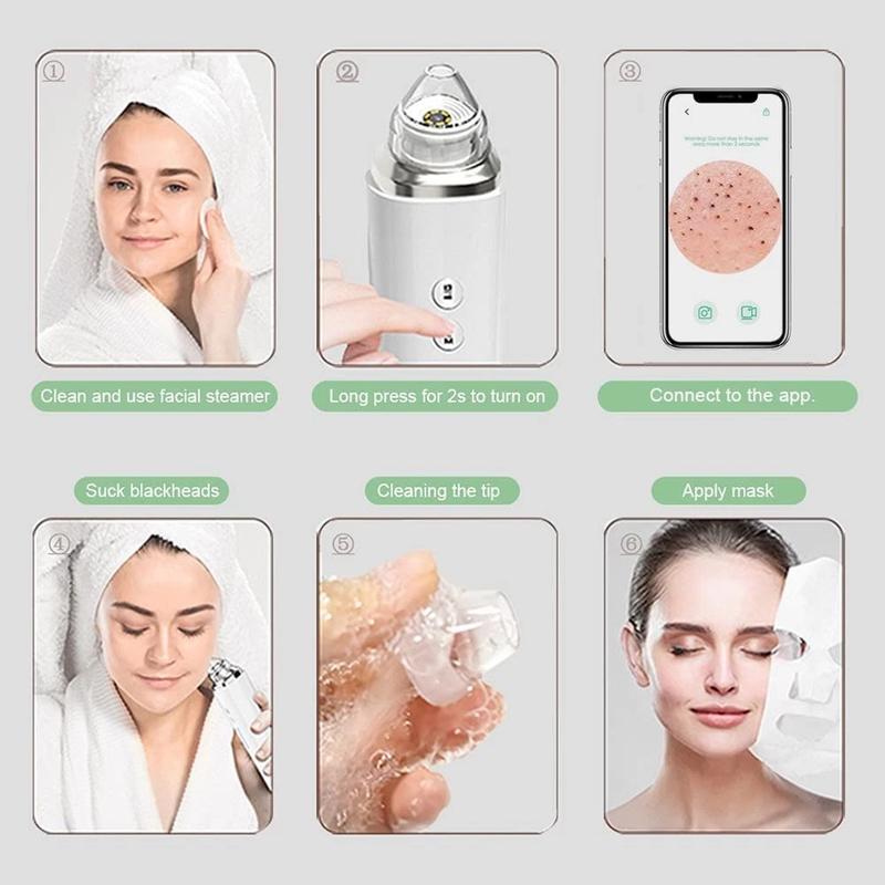 WiFi Visible Facial PoreCleanser with HD Camera Pimple AcneComedone Extractor Kit with 6 Suction HeadsElectric Blackhead Suction blackhead extractor