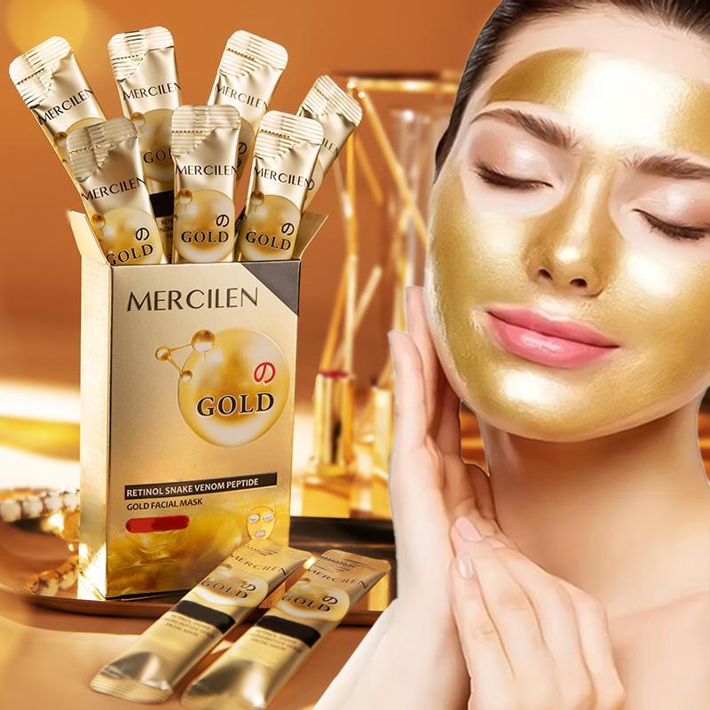 Retinol Snake Venom Peptide Gold Mask, 10pcs box Deep Moisturizing & Smoothing Skin Mask, Hydrating Facial Mask for All Skin Types