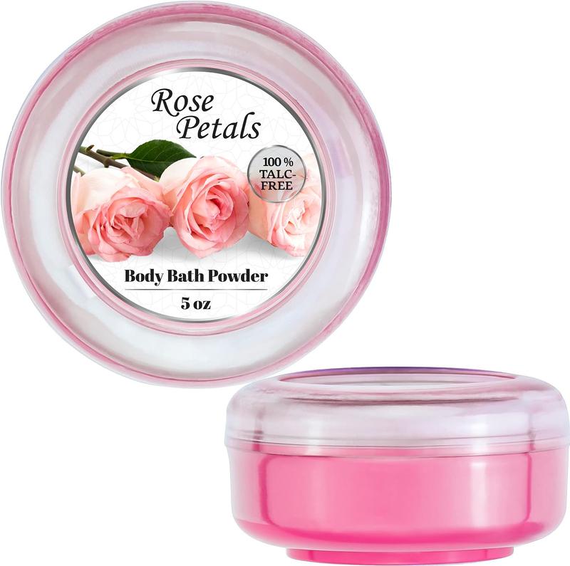 Body Powder for Women with Powder Puff, 100% Talc-Free, Elegant Rose Petals Scented Dusting Powder, After Bath for Soft Skin, Extra Large, 1 Pack (5oz)