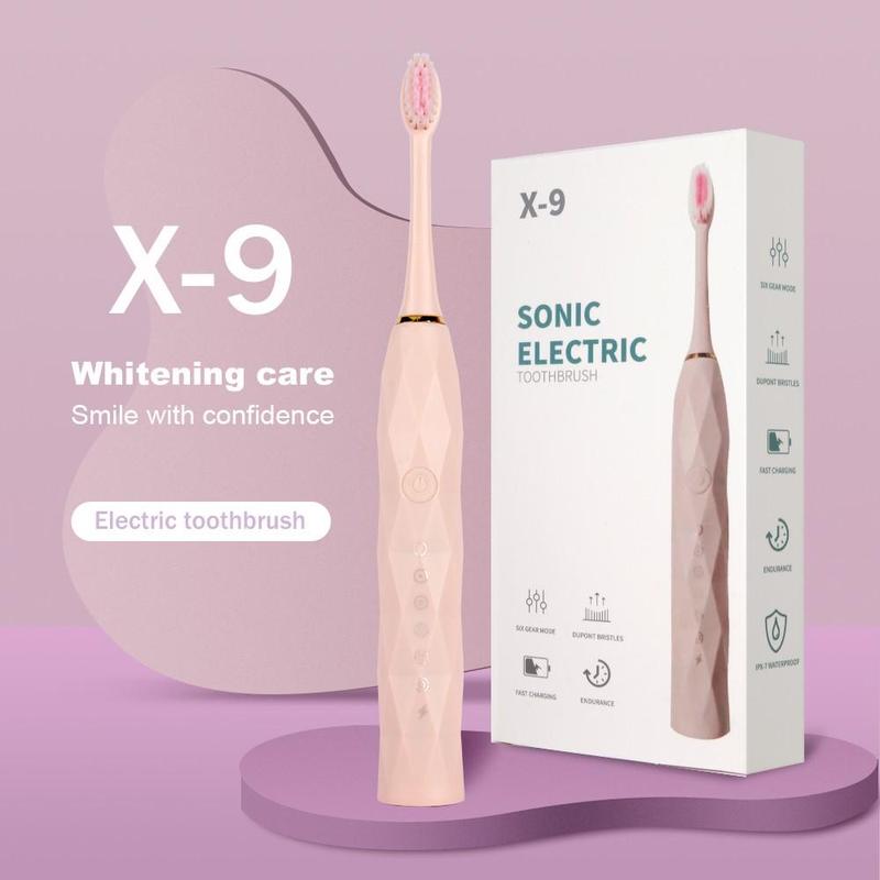 Portable Sonic Electric Toothbrush for Christmas Gift, 1 Box Rechargeable Toothbrush & Replacement Brush Heads, Intelligent Deep Cleaning Toothbrushes for Adults