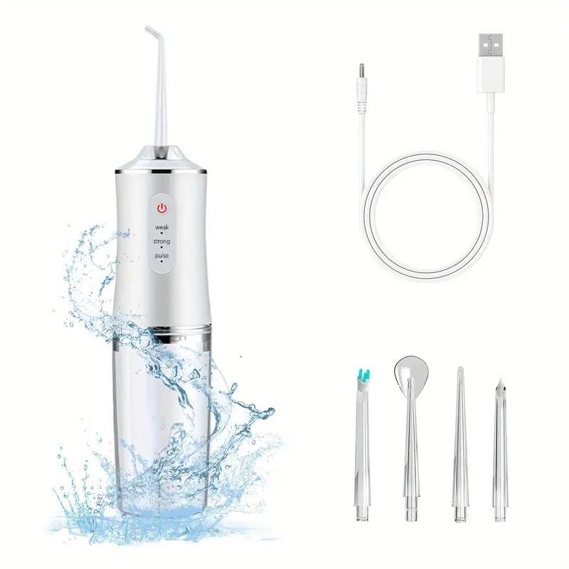 Water Flosser Cordless for Teeth 3 Modes 4 Jet Tips Cleaning and Flossing Water Dental Portable Floss Irrigator Oral Water Flossed Rechargeable Travel Adults