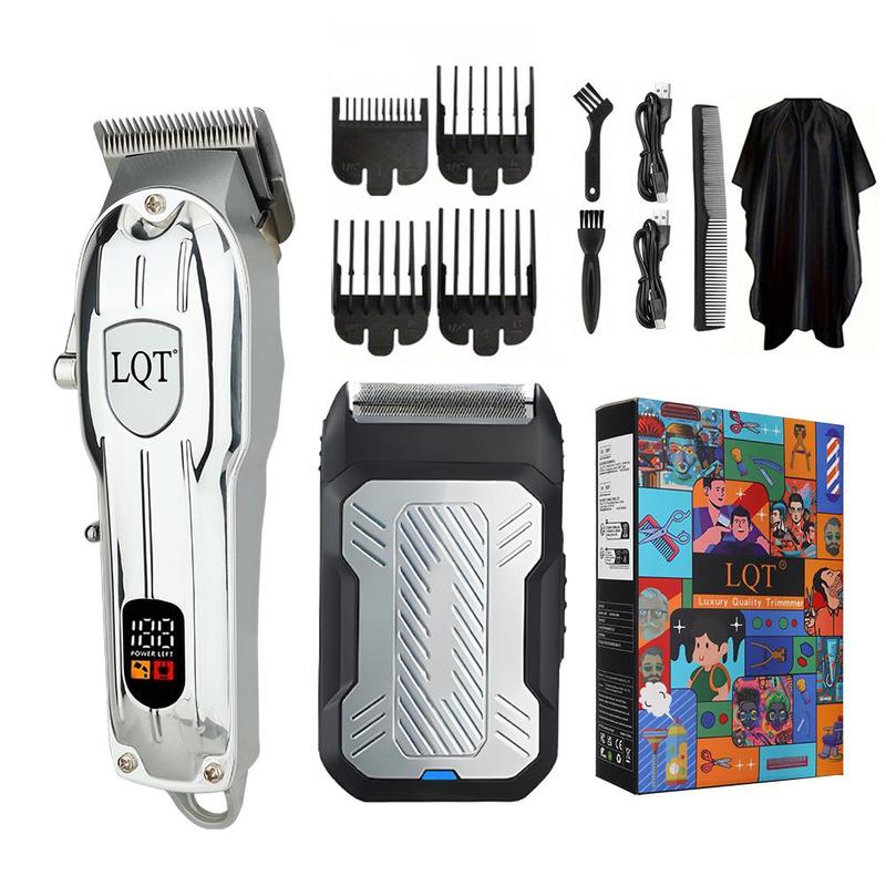 Professional Barber Hair Clipper Kit, Rechargeable Trimmer for Men with Electric Razor, Complete Grooming Solution for Men